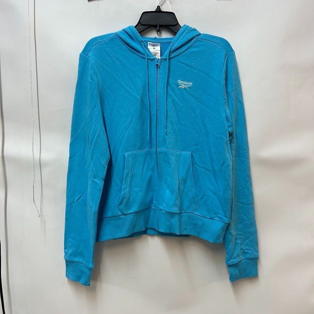 Reebok Womens XS Cyan Blue French Terry Zip Up Hoodie Sweatshirt NWT BQ70